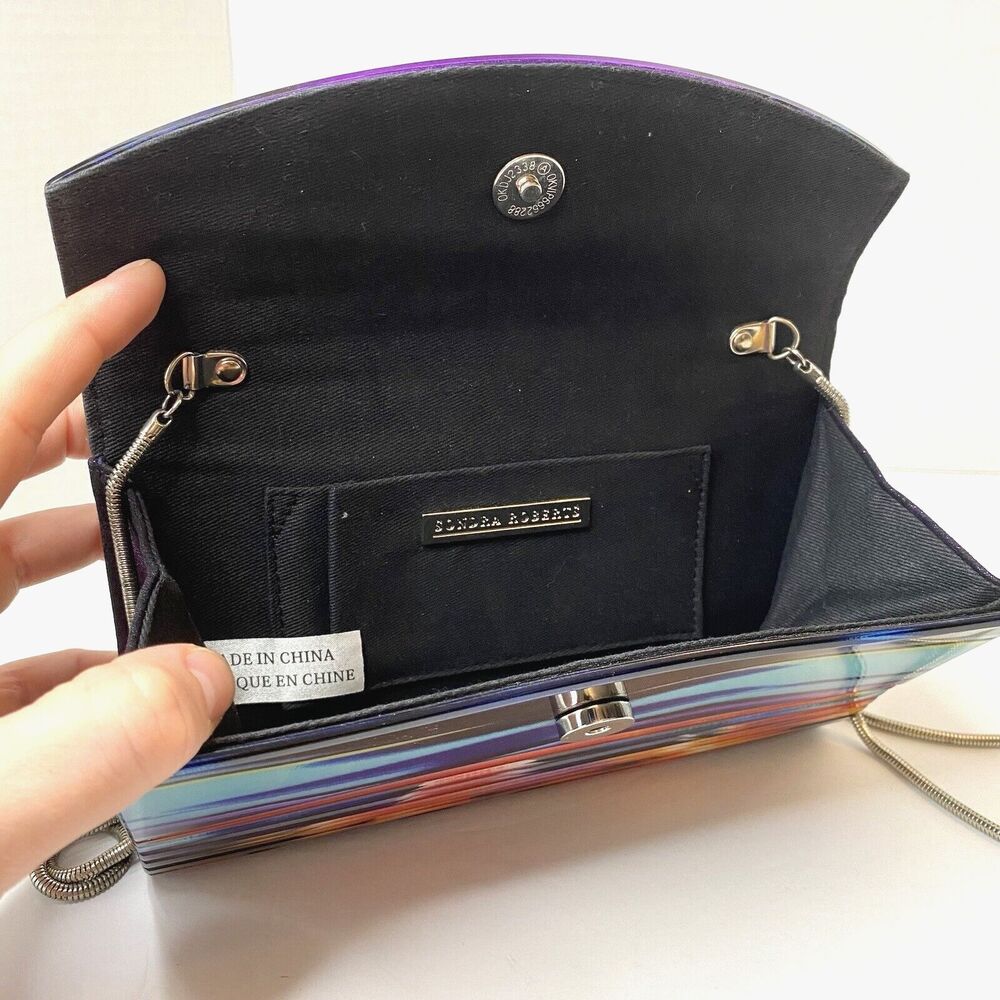 Sondra Roberts Vintage 80's Style Colorful Waves Lucite Acrylic Clutch Purse - Picture 8 of 10
